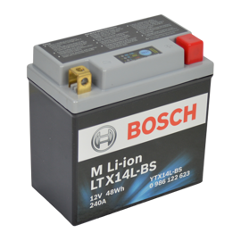 Bosch MC litiumbatteri LTX14L-BS 12V 4Ah +pol till höger